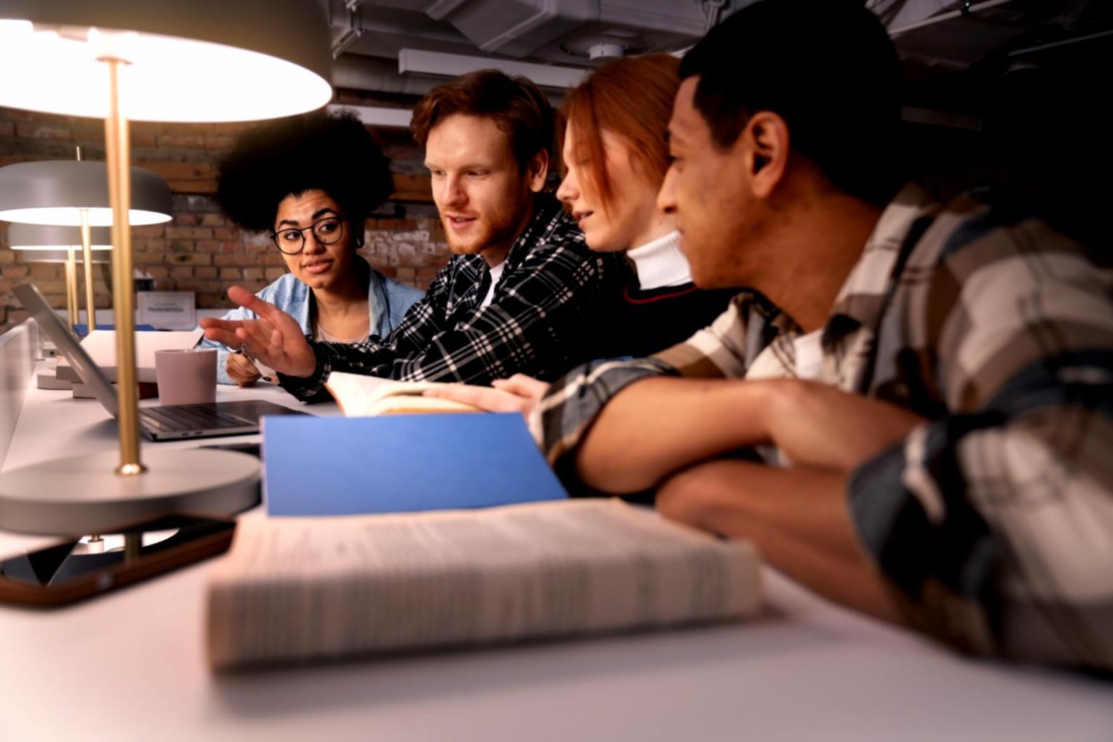 Financial training classroom setup with analysis tools